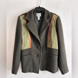 Linea By Louis Dell' Olio Women's Green Wool Blend Suede Western Jacket Size L